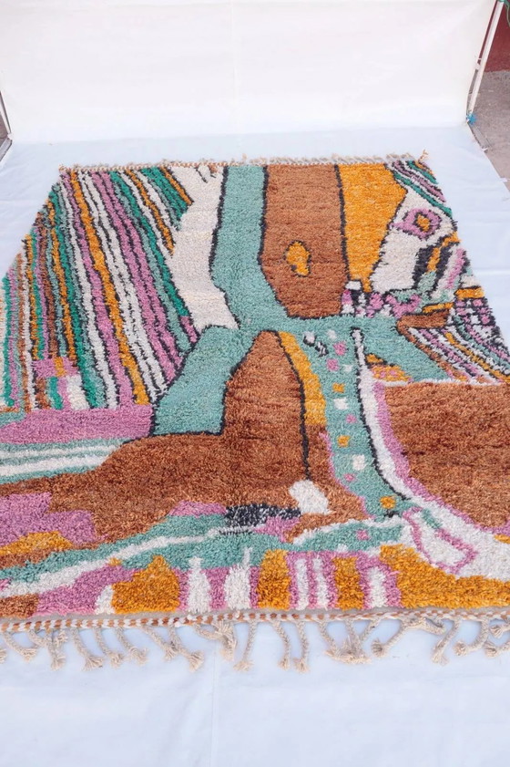 Abstract and Colourful Beni Ouarain Rug, Handmade in Wool, 300x200cm – Rugs & carpets, Modern (photo 5 of 11)