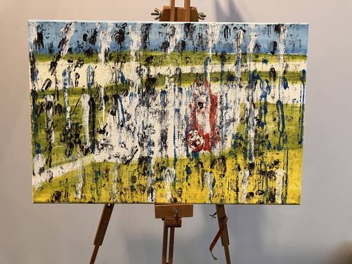 Modern painting by Pieter Boxman from 2013 The Herd Still An Toe 4