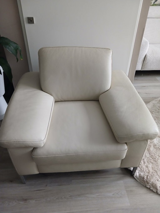 Musterring Lederen Fauteuil, Crèmekleurig