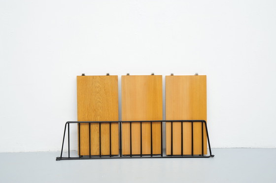 Image 1 of String shelving system in cherry wood with 2 ladders by Kajsa and Nisse Strinning