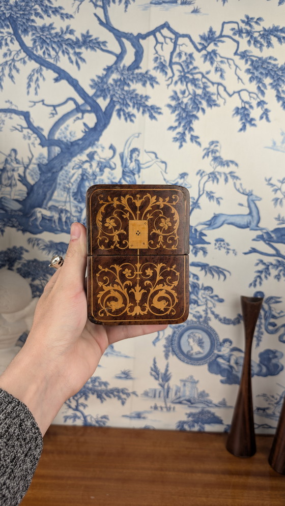 Image 1 of Porta carte in legno e intarsi, decorazione rinascimentale, periodo Napoleone III