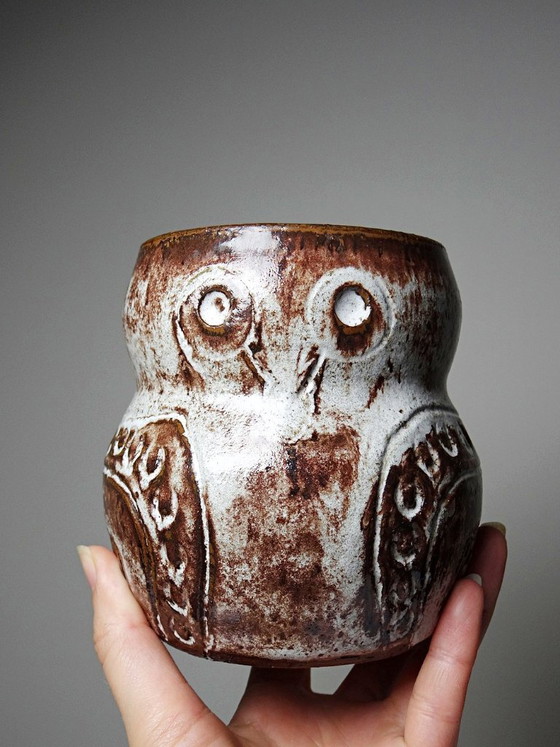 Pot chouette vintage en grès émaillé Alain Granet, Vallauris années 1960-1970 – Objets déco, Ceramic (photo 3 of 9)