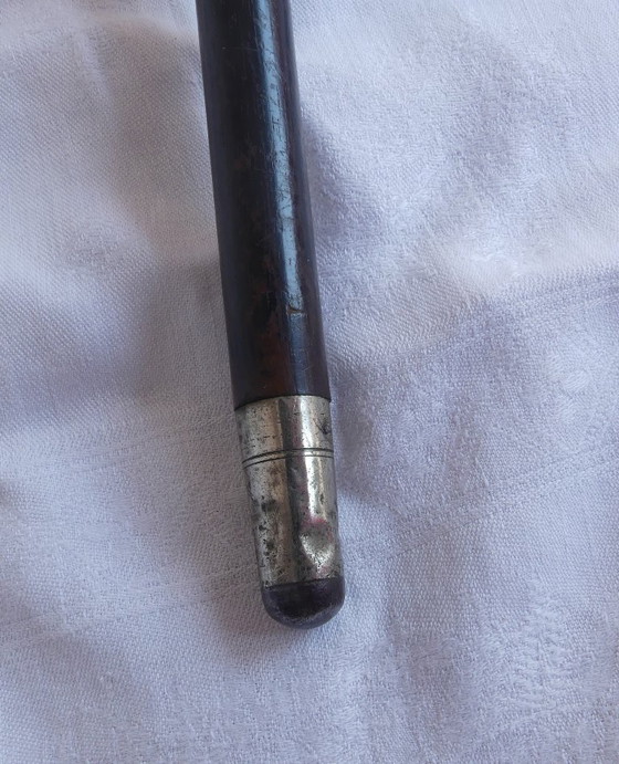 Image 1 of Canne 800 argent Lutz & Weiß Pforzheim ébène 94 cm Art Nouveau aeb