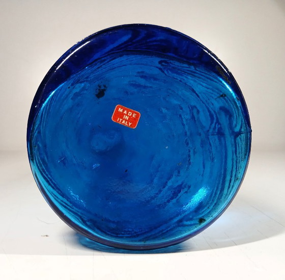 Vintage blue Empoli bottle – wave pattern (39 cm) – Vases, Glass (photo 5 of 5)