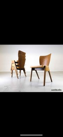 Set of 4 Mid - Century chairs Kadeder beech vintage stacking chair