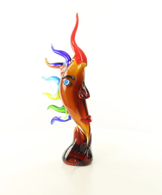 17,2 Pollici Volto di Luna Murano Picasso Stile Sculture in Vetro Arte Soffiata a Mano nuovo – Murano Glass (photo 10 of 15)