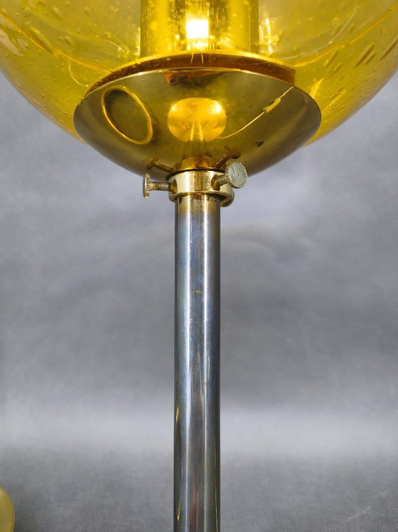 Image 1 of 1970s Space Age Table Lamp Brass Glass Kamenický Šenov