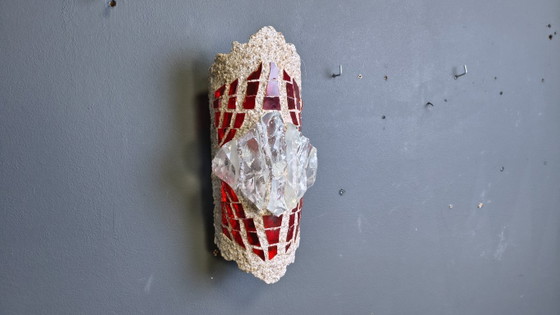 Image 1 of Brutalistische wandlamp van cement en glas, jaren 60.