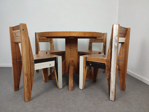 Legno di recupero: 4 sedie + tavolo