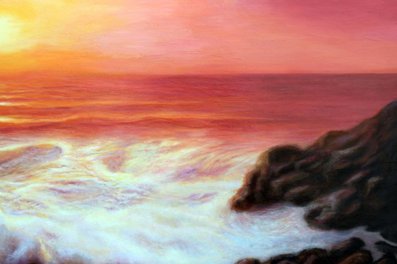 Image 1 of Seascape in oil, signed by the artist. Seascape in oil, signed. Oil painting of the sea.