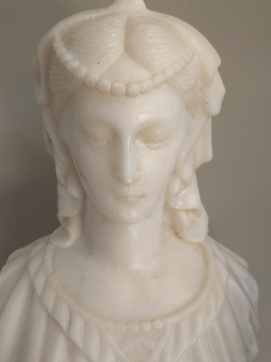 Imponente Busto de Mármol "Angelica Maria" – Luciano (56 cm) – Esculturas, Marble (photo 5 of 15)