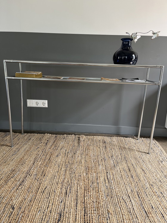 Image 1 of Quality glass / chrome side table Bauhaus style