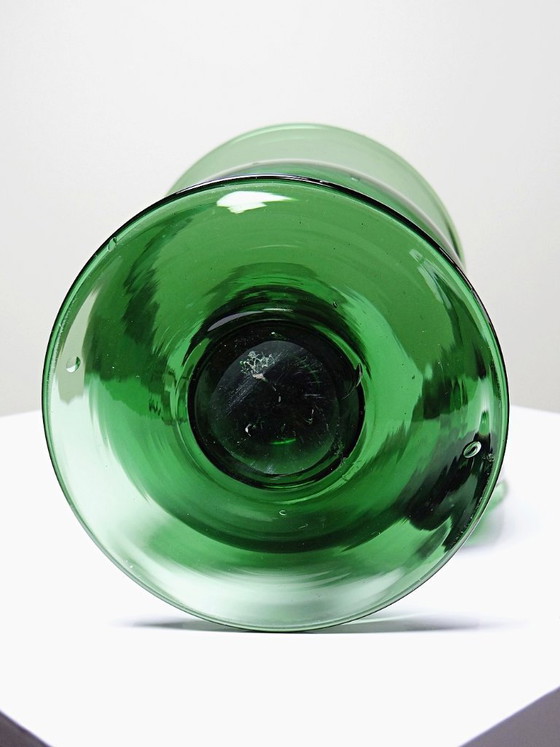 Image 1 of Grand photophore vintage verre vert soufflé, années 60-70