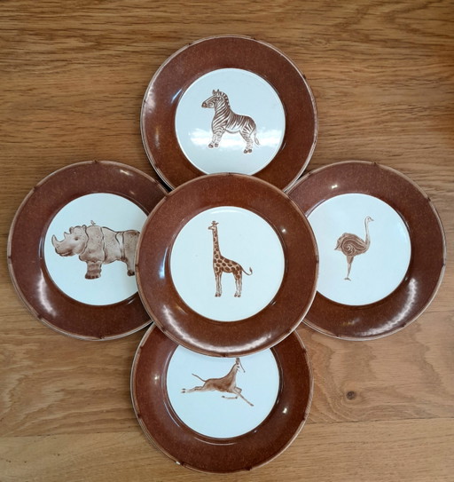5 platos vintage de animales de Savannah 