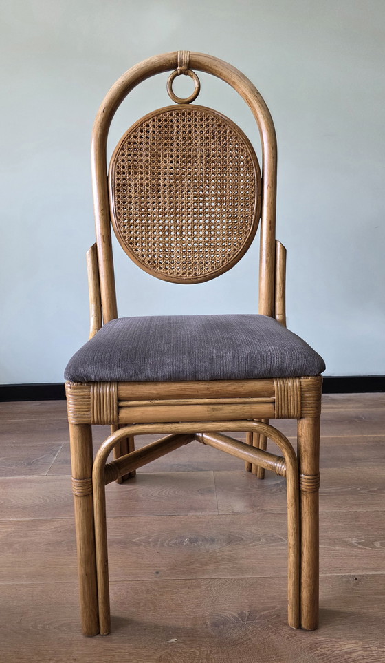 Image 1 of Vintage rotan stoelen met cane rug | set van 4