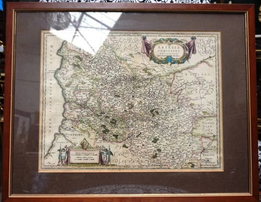 Kupferstich – alte Karte. Niederländisch, 18. Jahrhundert. – decoratieve objecten, Wood (photo 2 of 5)