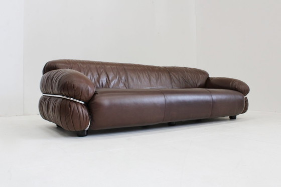Image 1 of Gianfranco Frattini Sesann sofa Cassina 1970s in brown leather