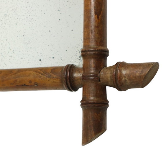 Image 1 of Espejo francés de madera imitación bambú antiguo de 52x39 cm.