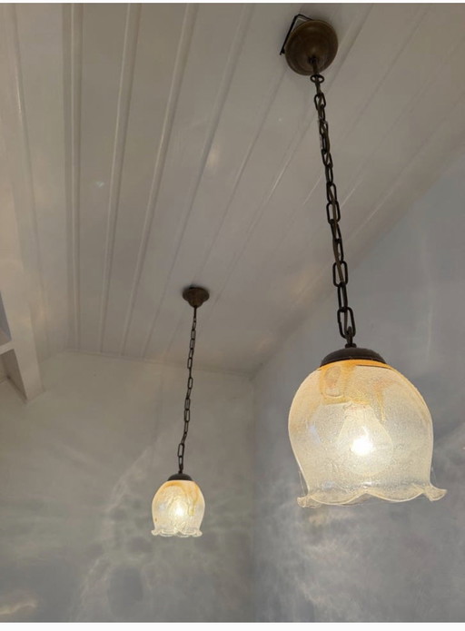 2 x Murano glass pendant lamps