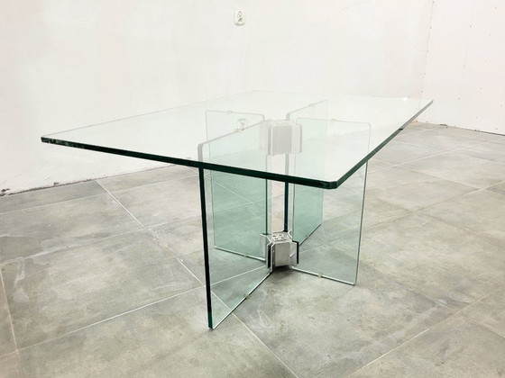 Image 1 of Vintage glazen salontafel toegeschreven aan Peter Ghyczy, 1970