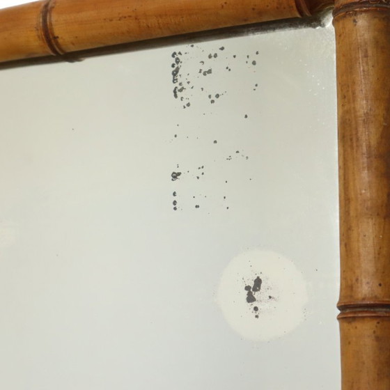 Image 1 of Franse Houten Spiegel Faux Bamboe Chinoiserie 57x47cm