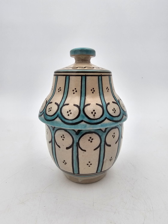 Image 1 of Moroccan Blue And White Ceramic Pot Xixème Siècle