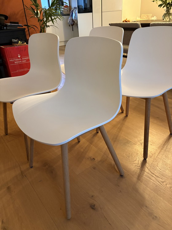 Image 1 of Original HAY AAC 12 Chairs - White shell, oak legs