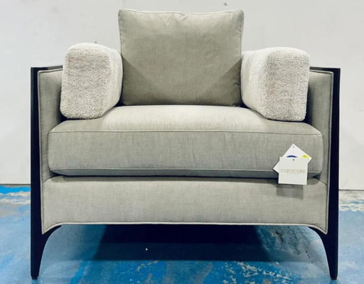 Caracole Modern Gray Bolster Me Clubstoelen (paar), luxe, eigentijdse gestoffeerde accentstoelen voor de woonkamer