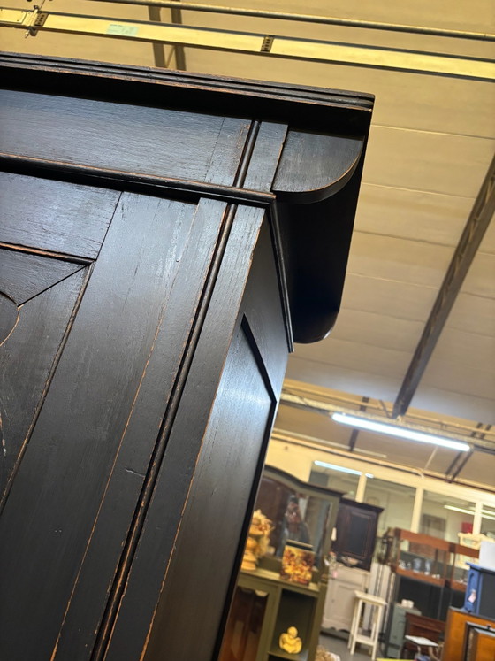Armadio Brocante a un'anta / Credenza con vetrina / Armadio, Credenze con vetrina, Legno, Nero (foto 6 di 9)