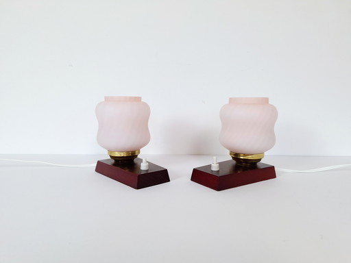 Set of 2 Vintage Night Lights / Pink Bedside Lamps / Pink Night Lamps / Retro Light / Emi Poljcane Lamps / Made in Yugoslavia