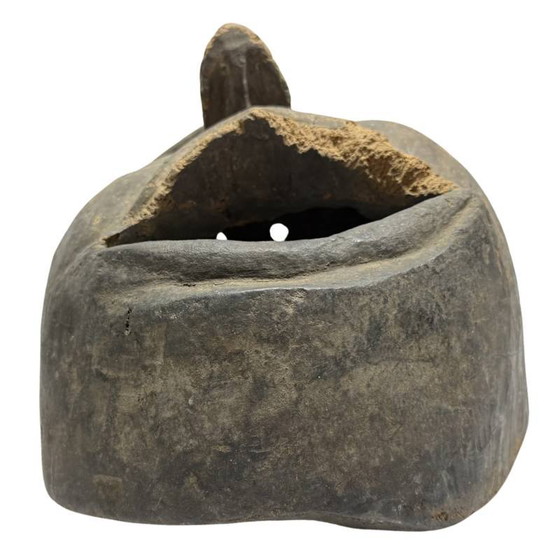 Antieke Afrikaanse houten masker wanddecoratie met open mond en rituele uitstraling – Beeldhouwkunst, Wood (photo 6 of 6)