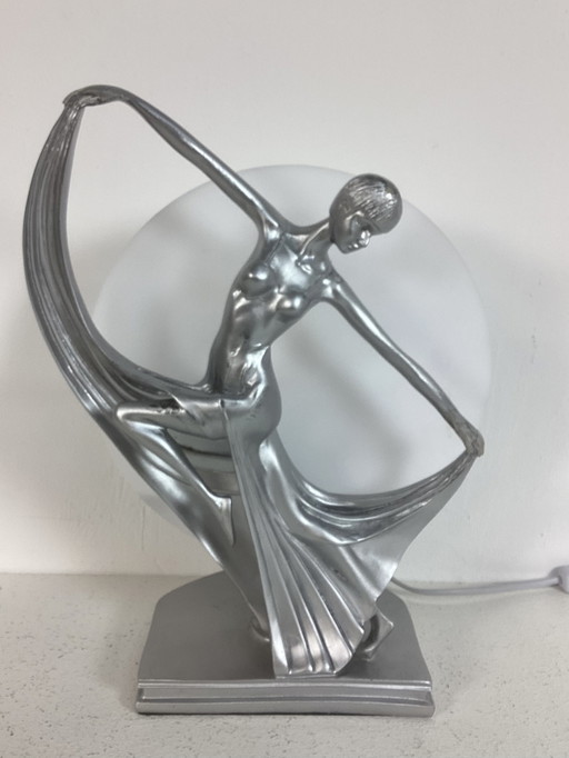Lampe im Art-Deco-Stil, tanzende Frau, 1980er Jahre