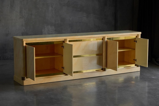 Image 1 of Faux-Marble Lacquered Sideboard by Jean Claude Mahey, France, 1970s