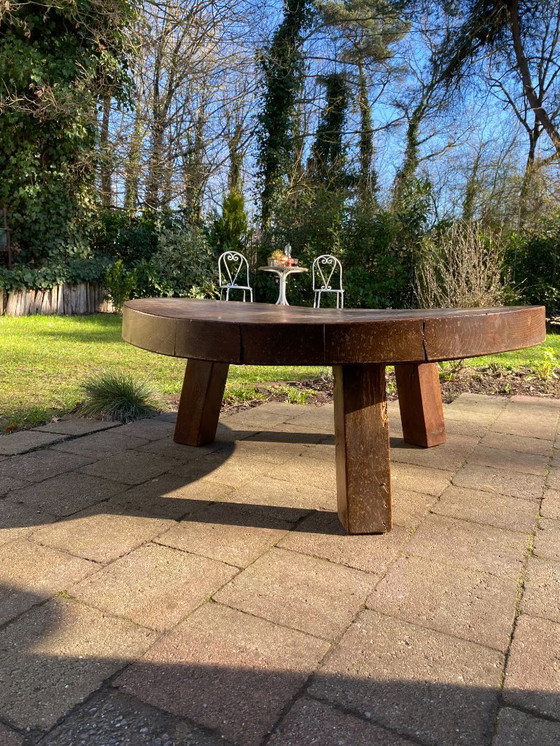 Image 1 of Couchtisch im brutalistischen Stil / Arts & Crafts / Massivholz-Eiche Japandi