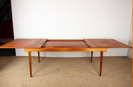Image 1 of Zeer grote uitschuifbare tafel, 290 cm, van massief teakhout, model 542, van Inger Klingenberg voor France & Son 1960.