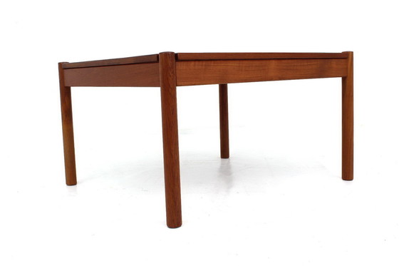Image 1 of As New! Magnus Olesen Danish Mid - Century Teak Coffee Table / Coffee Table, Vintage Side Table with Reversible Top, 1970s