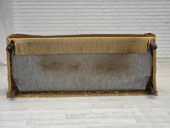 Image 1 of 1950s, 2 seater sofa/daybed, light green furniture velour, ash wood legs.