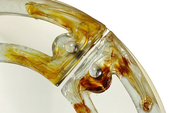 Image 1 of Espejo italiano redondo de cristal de Murano de mediados de siglo, Mazzega, 1960