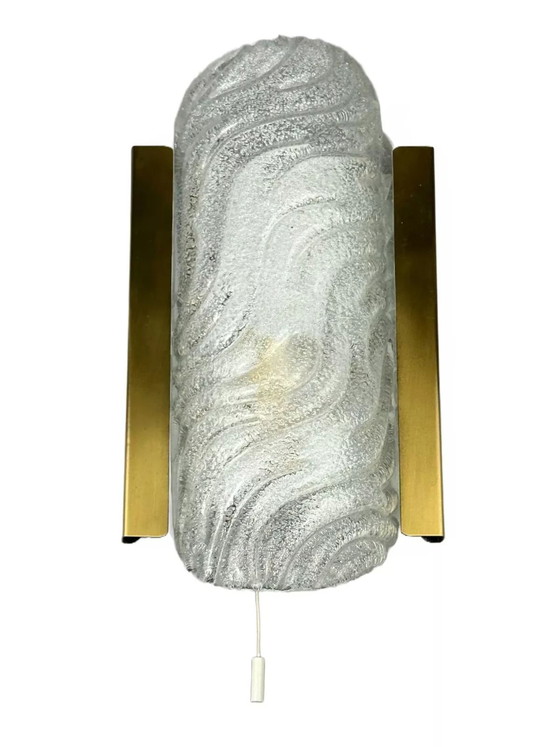 Image 1 of 60s 70s wall lamp Fischer Leuchten Germany Wall Sconce Ice Glass Design
