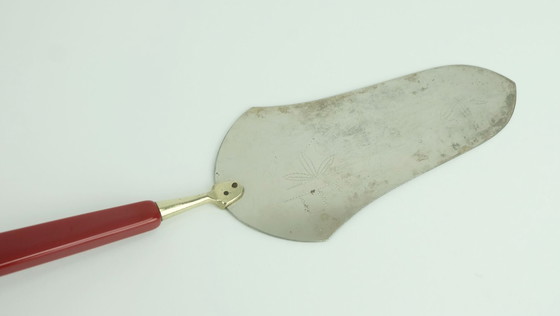 Image 1 of Set van 5 art déco taartlifters met bakelieten handvatten, jaren 1930-1940.