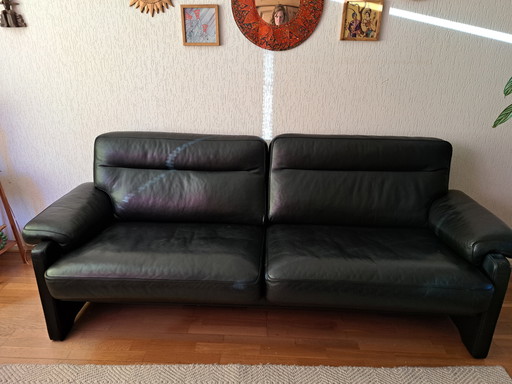 Black Leather Sofa De Sede DS-17