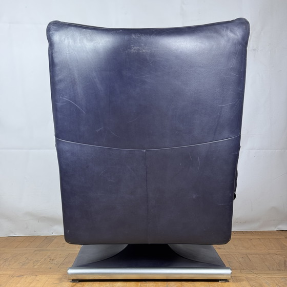 Image 1 of Blue Leather Rolf Benz 6500 Relax Chair by Matthias Hoffmann, 1985