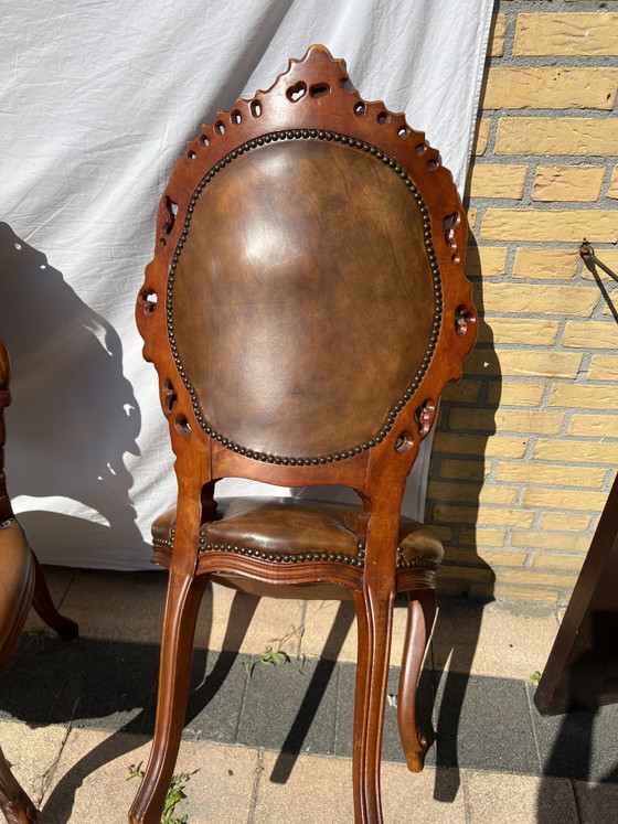 Image 1 of 4 barok eetkamer stoelen leder