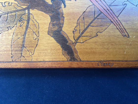 Image 1 of Porte courrier art déco , objet signé , bois . 