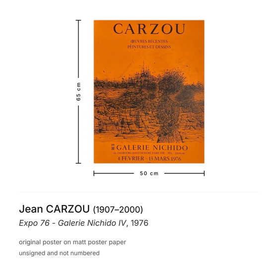 Image 1 of Expo Jean CARZOU - Galería Nichido IV Cartel 1976
