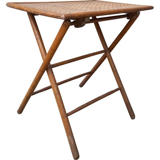 Table d'appoint vintage en bambou 1900