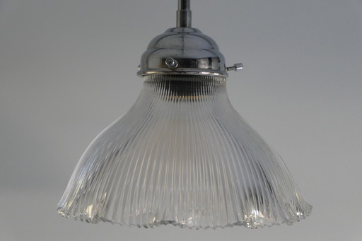 Lampes pendantes en plexiglas transparent strié Holophane