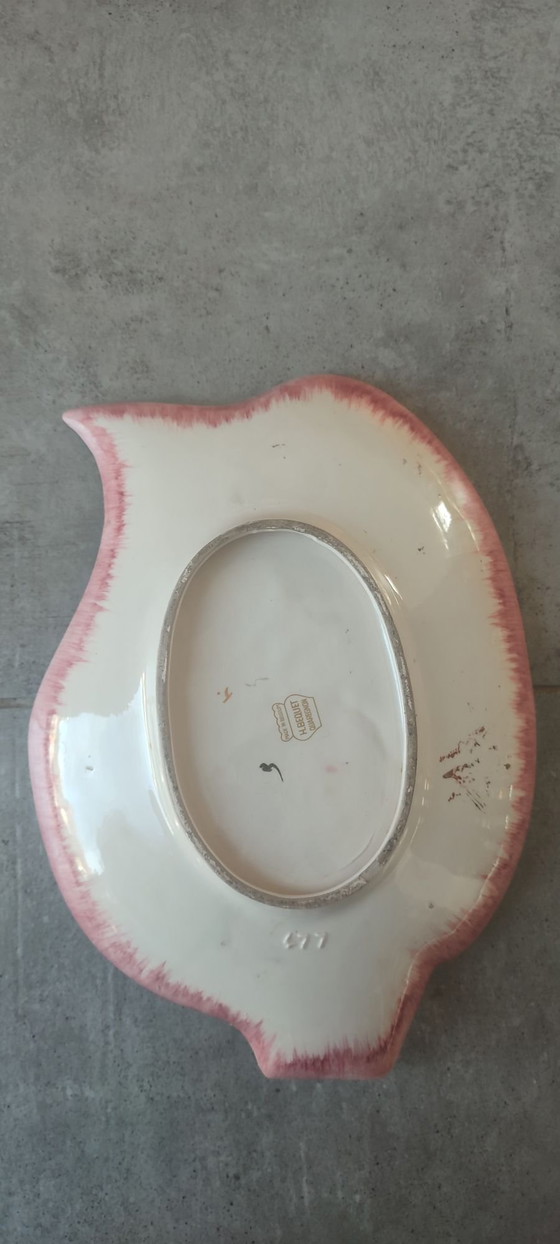 Vintage Ceramic Dish Hubert Bequet Quaregnon Gilded - N°477, Crockery, Multi Color (photo 10 of 15)