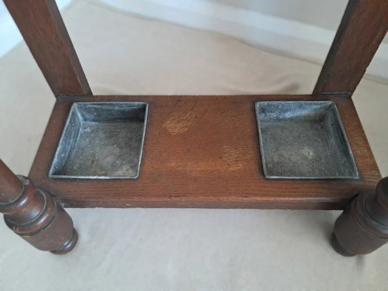 Image 1 of Unique Antique Victorian Oak Hall Stand - Umbrella & Stick Stand with original Floral Tiles