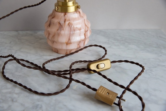 Image 1 of Art Deco roze marmeren draagbare lamp